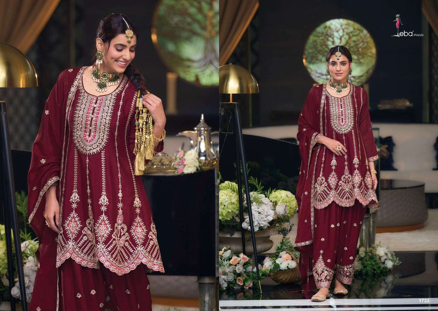 Miraah Vol 2 Eba Lifestyle Chinon Afghani Readymade Suit Exporter India