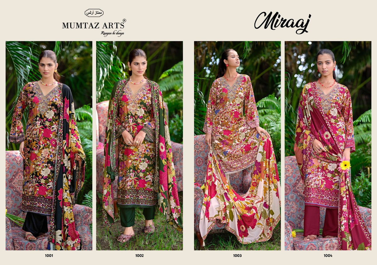 Miraaj Mumtaz Arts Viscose Pashmina Suits Supplier India