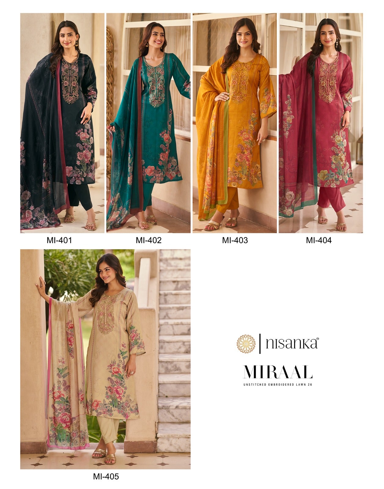 Miraal Nisanka Lawn Karachi Salwar Suits Wholesaler Ahmedabad