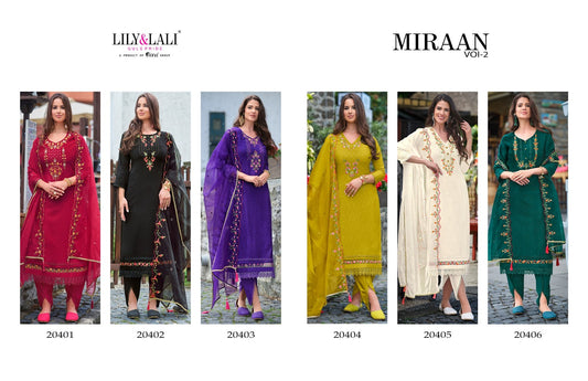 Miraan Vol 2 Lily Lali Viscose Silk Readymade Pant Style Suits Manufacturer Gujarat
