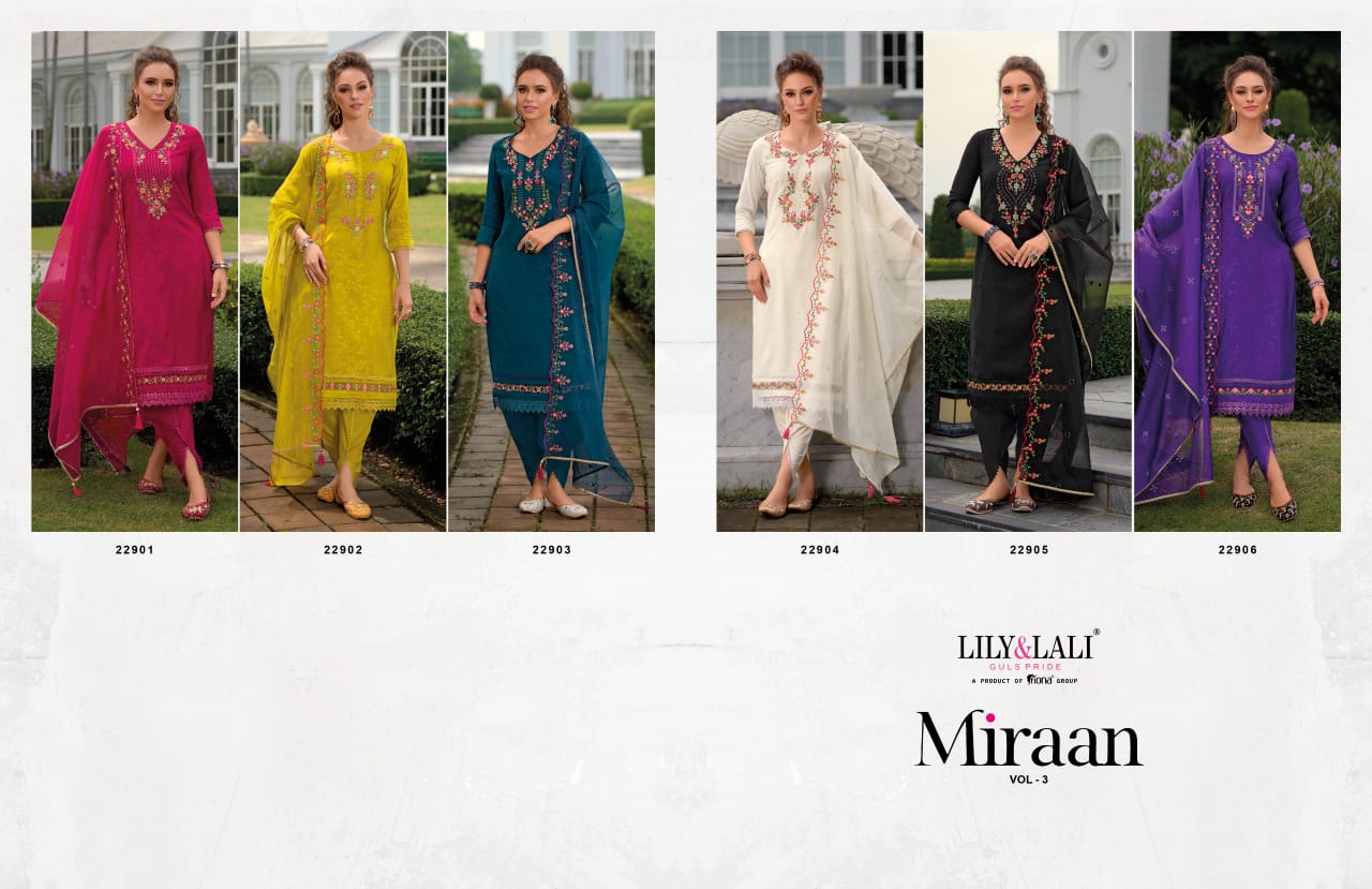Miraan Vol 3 Dhoti Style Lily Lali Viscose Silk Readymade Suits Supplier Ahmedabad