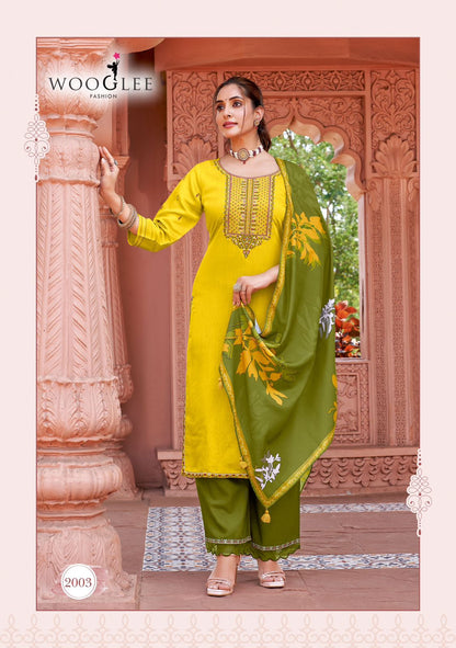 Miraan Wooglee Rayon Readymade Plazzo Style Suits Wholesale