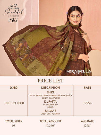 Mirabella Esta Shiddat Pashmina Suits Exporter India