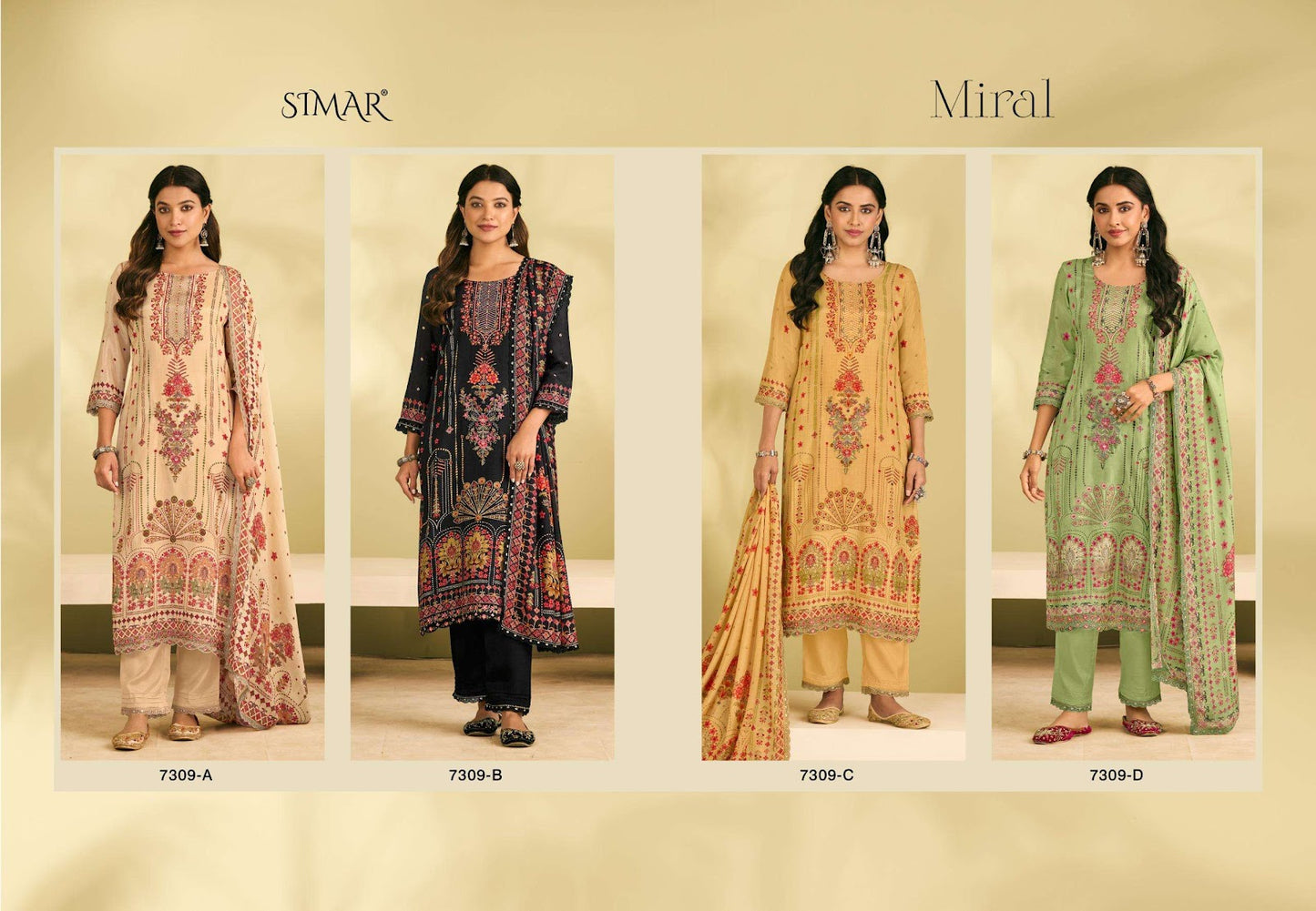 Miral Simar Viscose Muslin Pant Style Suits Wholesale Price
