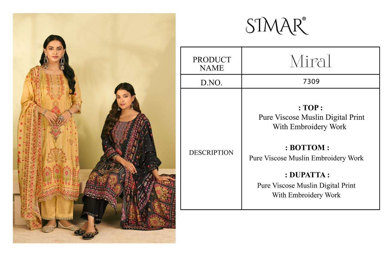 Miral Simar Viscose Muslin Pant Style Suits Wholesale Price