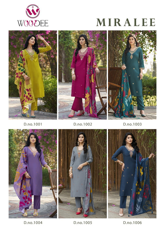 Miralee Woodee Roman Silk Readymade Pant Style Suits Wholesaler Gujarat