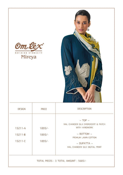 Mireya Omtex Mal Chanderi Pant Style Suits Wholesaler India
