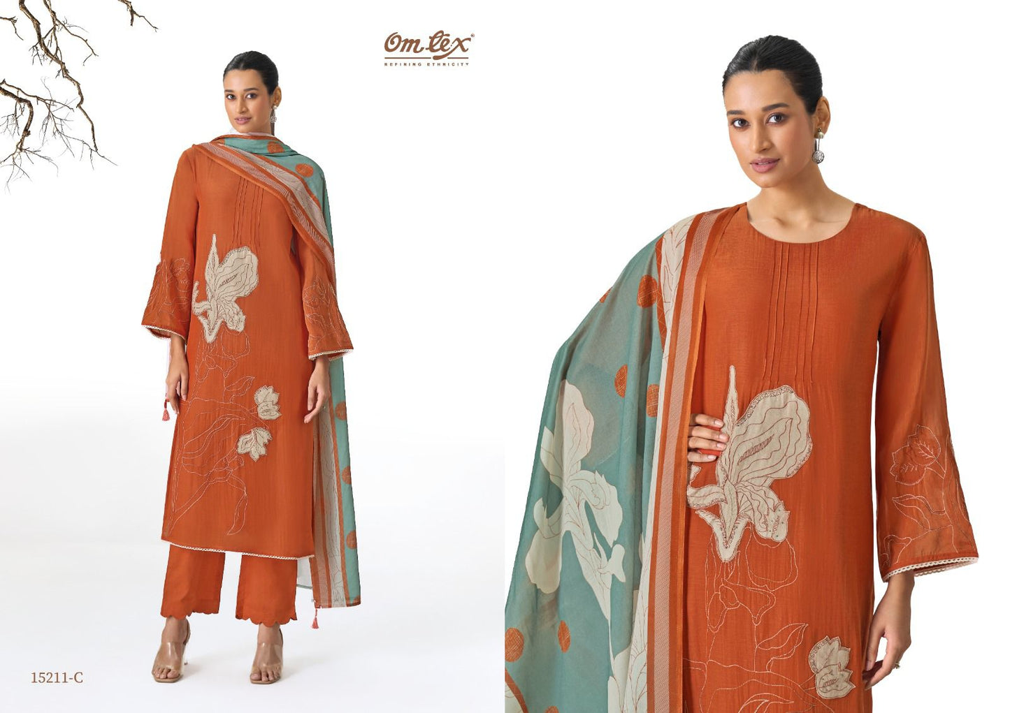 Mireya Omtex Mal Chanderi Pant Style Suits Wholesaler India