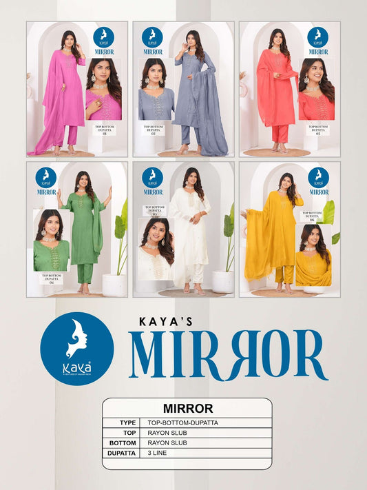 Mirror Kaya Reyon Readymade Pant Style Suits Manufacturer Ahmedabad