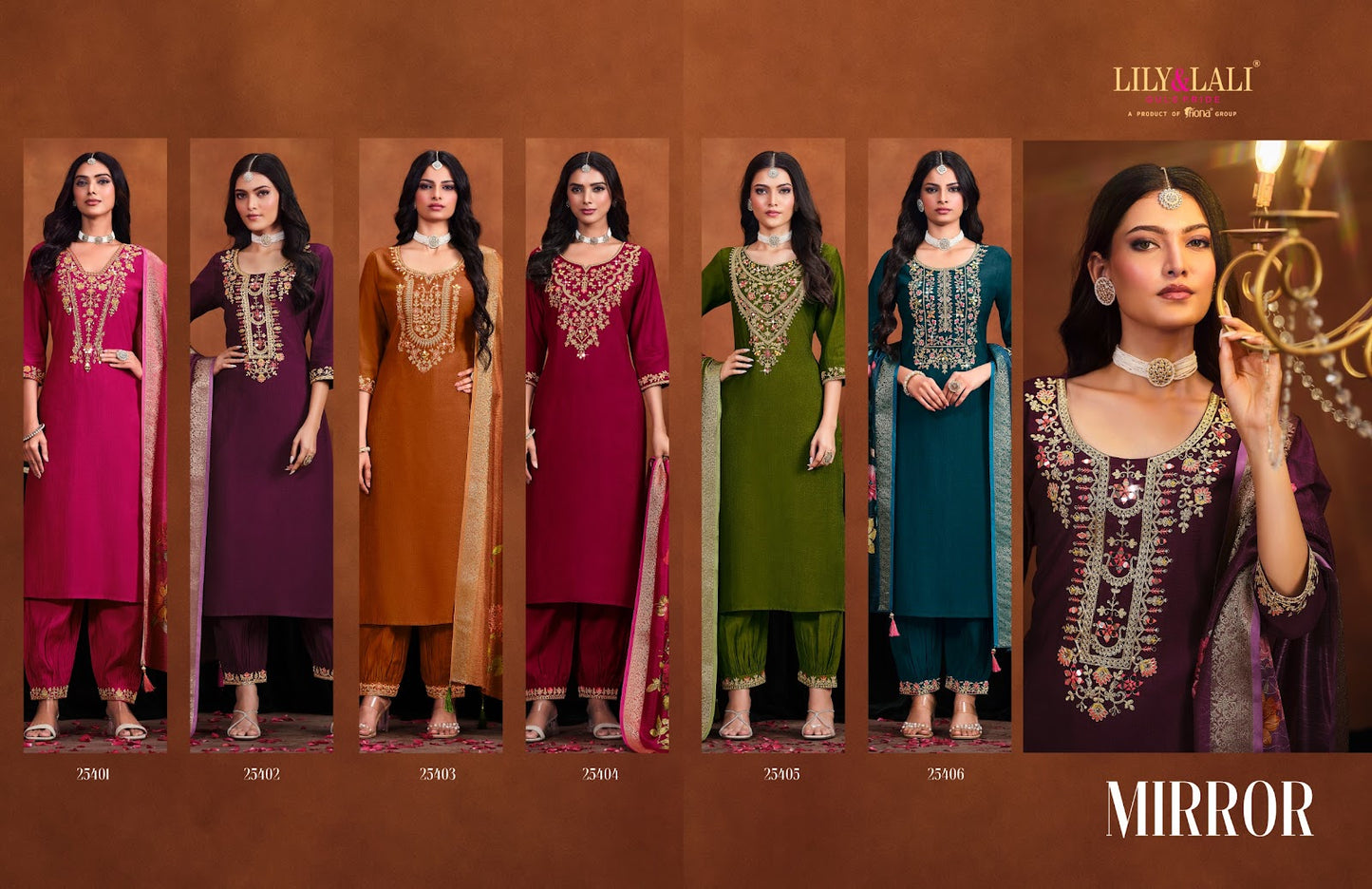 Mirror Lily Lali Viscose Readymade Pant Style Suits Exporter India