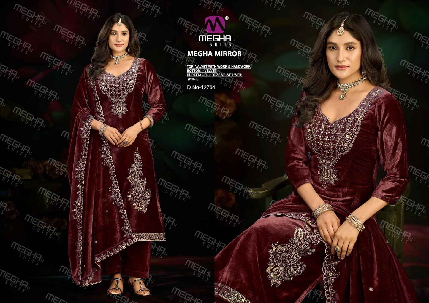 Mirror Megha Velvet Suits Manufacturer Gujarat