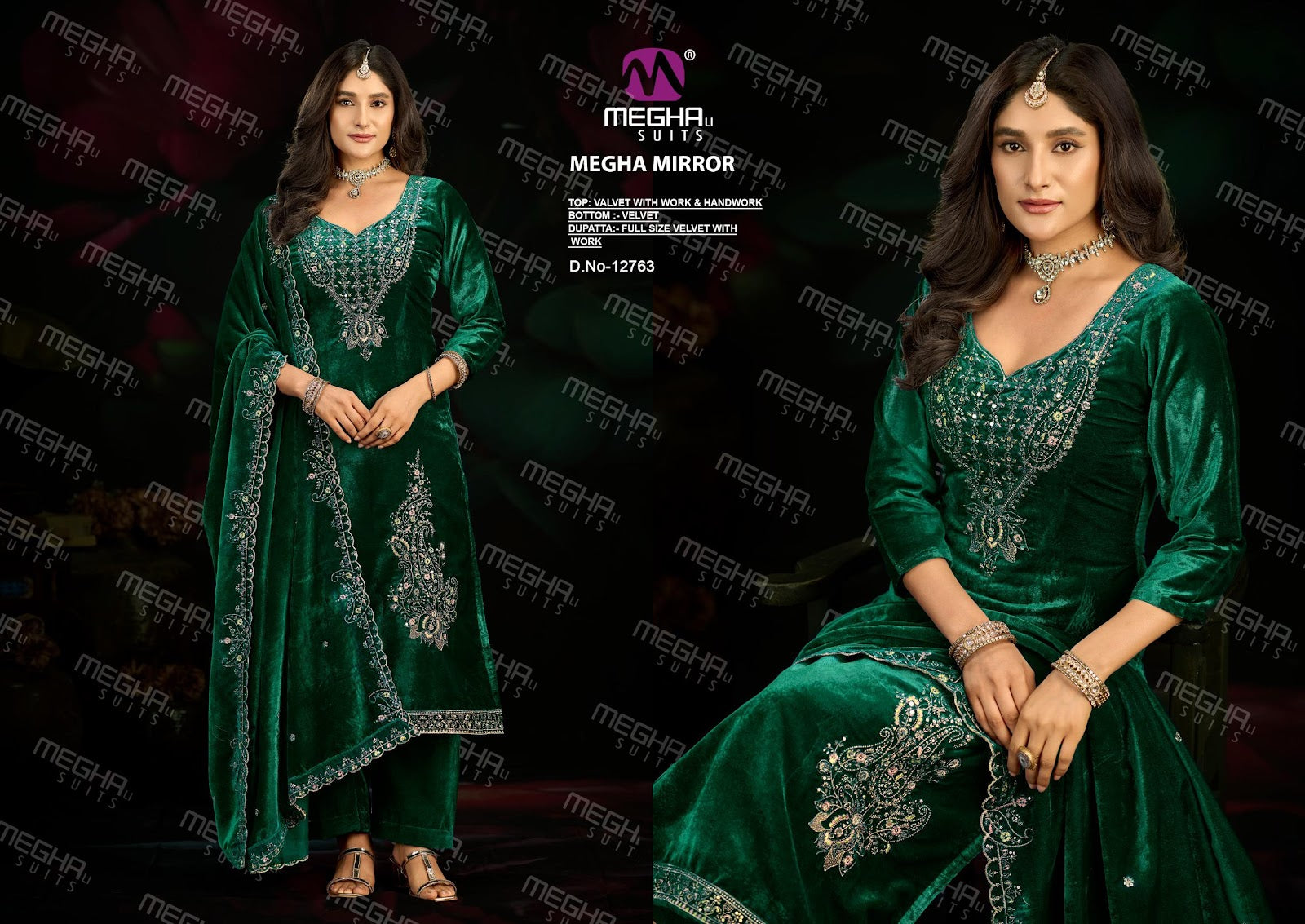 Mirror Megha Velvet Suits Manufacturer Gujarat
