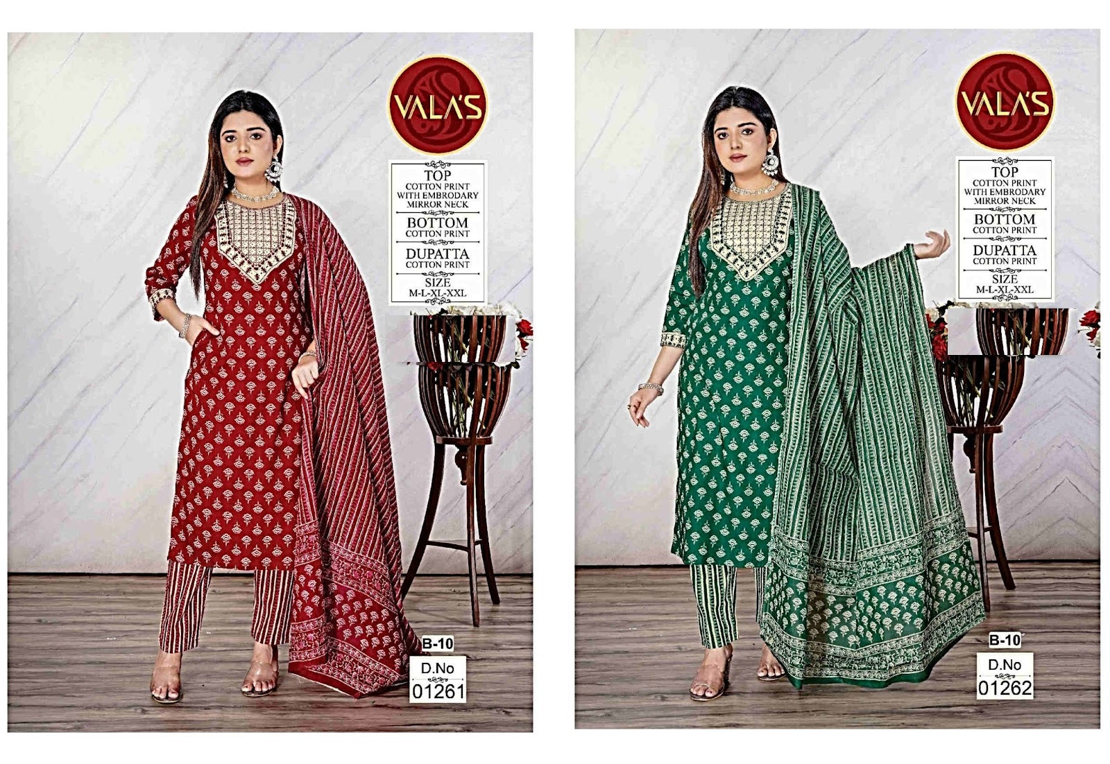 Mirror Neck Valas Cotton Readymade Pant Style Suits Exporter