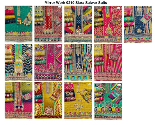 Mirror Work 0210 Siara Chinnon Salwar Suits Wholesaler India