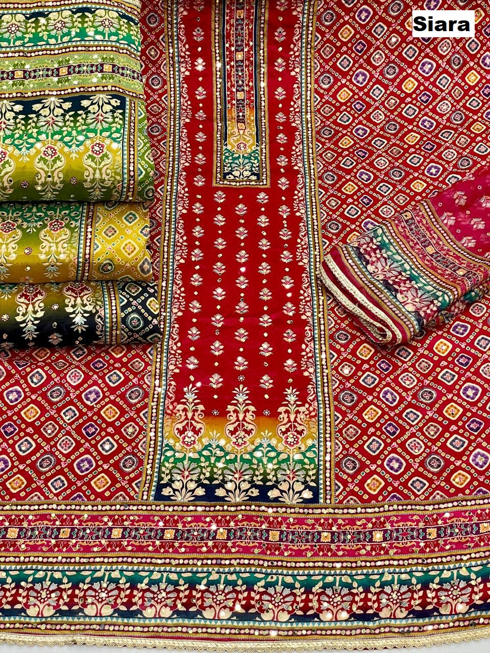 Mirror Work 0210 Siara Chinnon Salwar Suits Wholesaler India