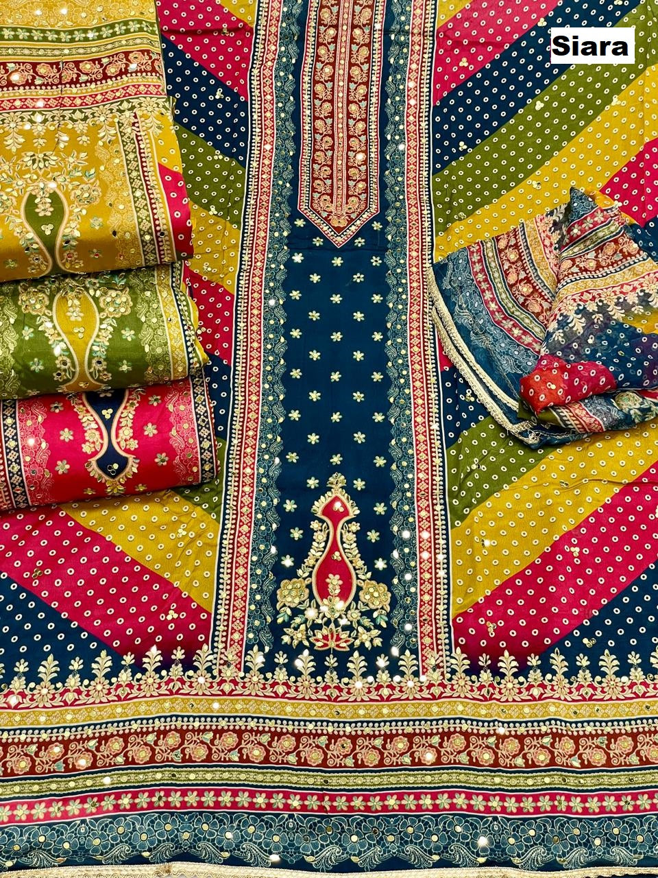 Mirror Work 0210 Siara Chinnon Salwar Suits Wholesaler India