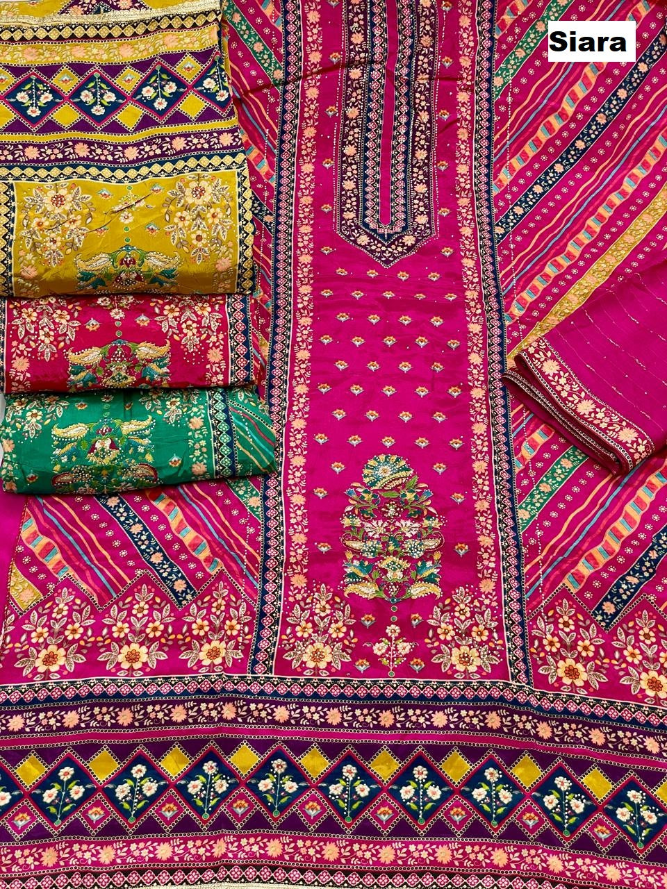 Mirror Work 0210 Siara Chinnon Salwar Suits Wholesaler India
