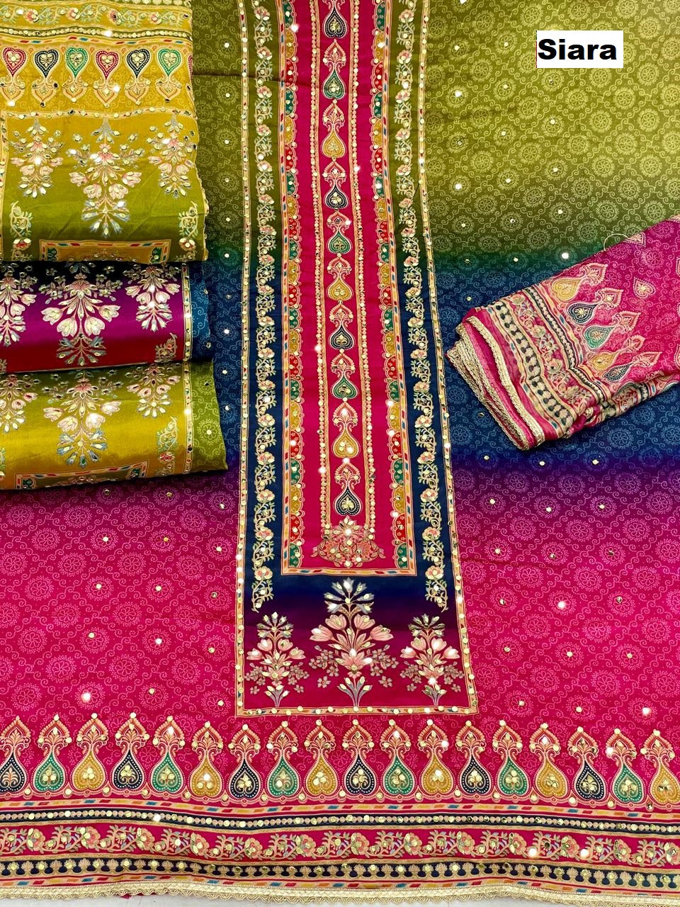 Mirror Work 0210 Siara Chinnon Salwar Suits Wholesaler India