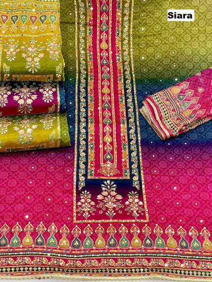 Mirror Work 0210 Siara Chinnon Salwar Suits Wholesaler India