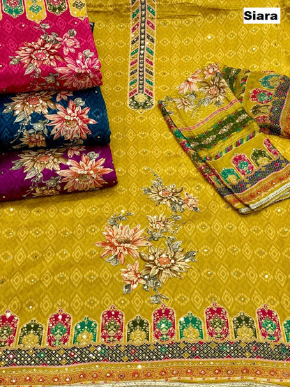 Mirror Work 0210 Siara Chinnon Salwar Suits Wholesaler India