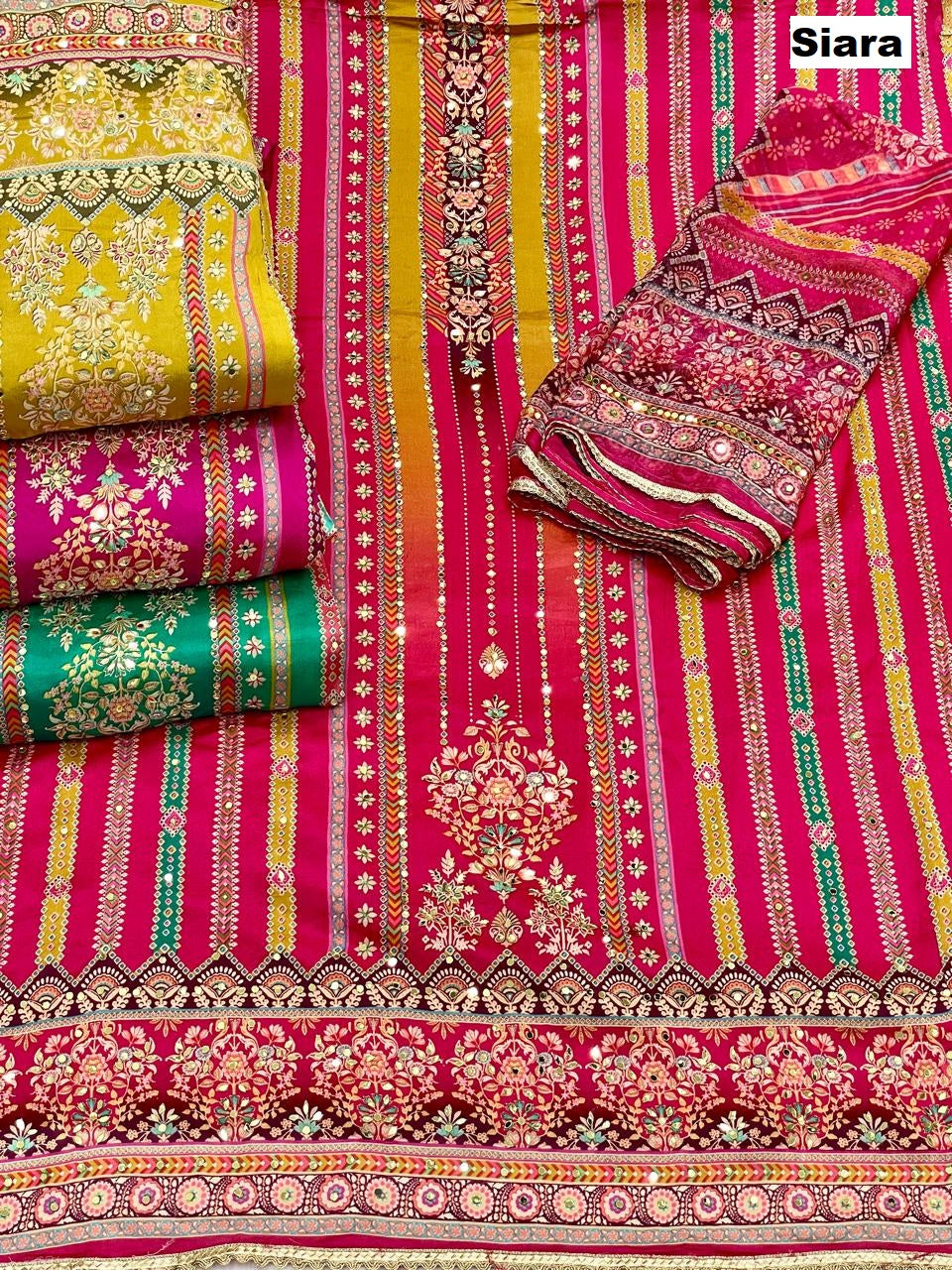 Mirror Work 0210 Siara Chinnon Salwar Suits Wholesaler India