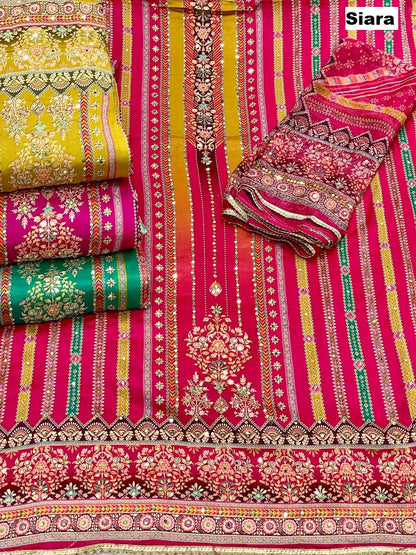 Mirror Work 0210 Siara Chinnon Salwar Suits Wholesaler India