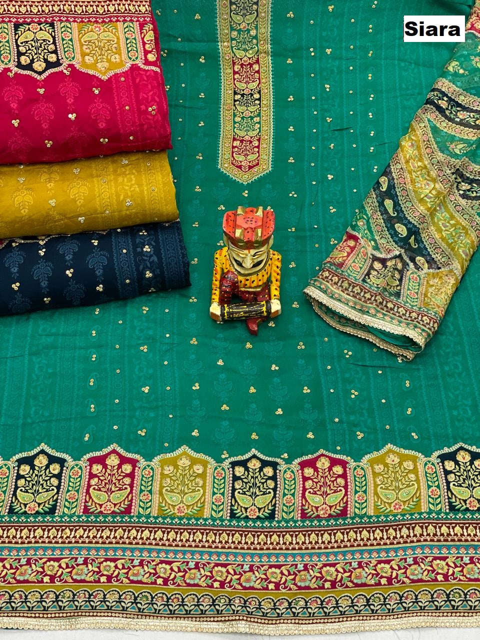 Mirror Work 0210 Siara Chinnon Salwar Suits Wholesaler India
