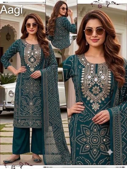 Mirror Work 2505 Aagi Dhabu Cotton Readymade Plazzo Style Suits Supplier Gujarat