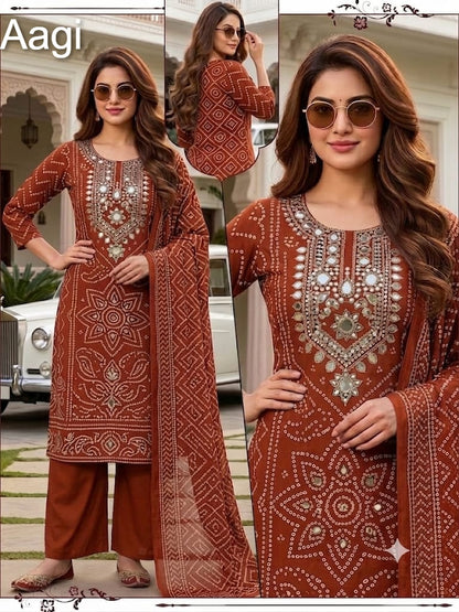 Mirror Work 2505 Aagi Dhabu Cotton Readymade Plazzo Style Suits Supplier Gujarat