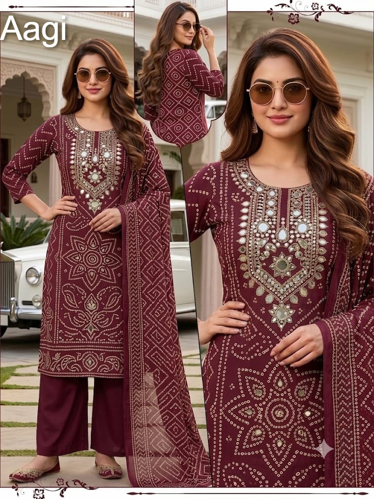 Mirror Work 2505 Aagi Dhabu Cotton Readymade Plazzo Style Suits Supplier Gujarat
