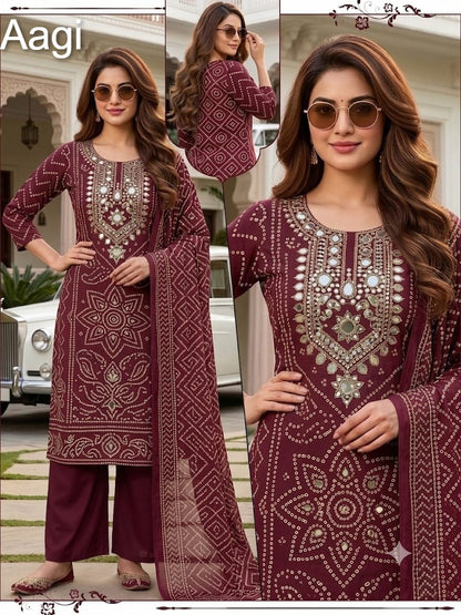 Mirror Work 2505 Aagi Dhabu Cotton Readymade Plazzo Style Suits Supplier Gujarat
