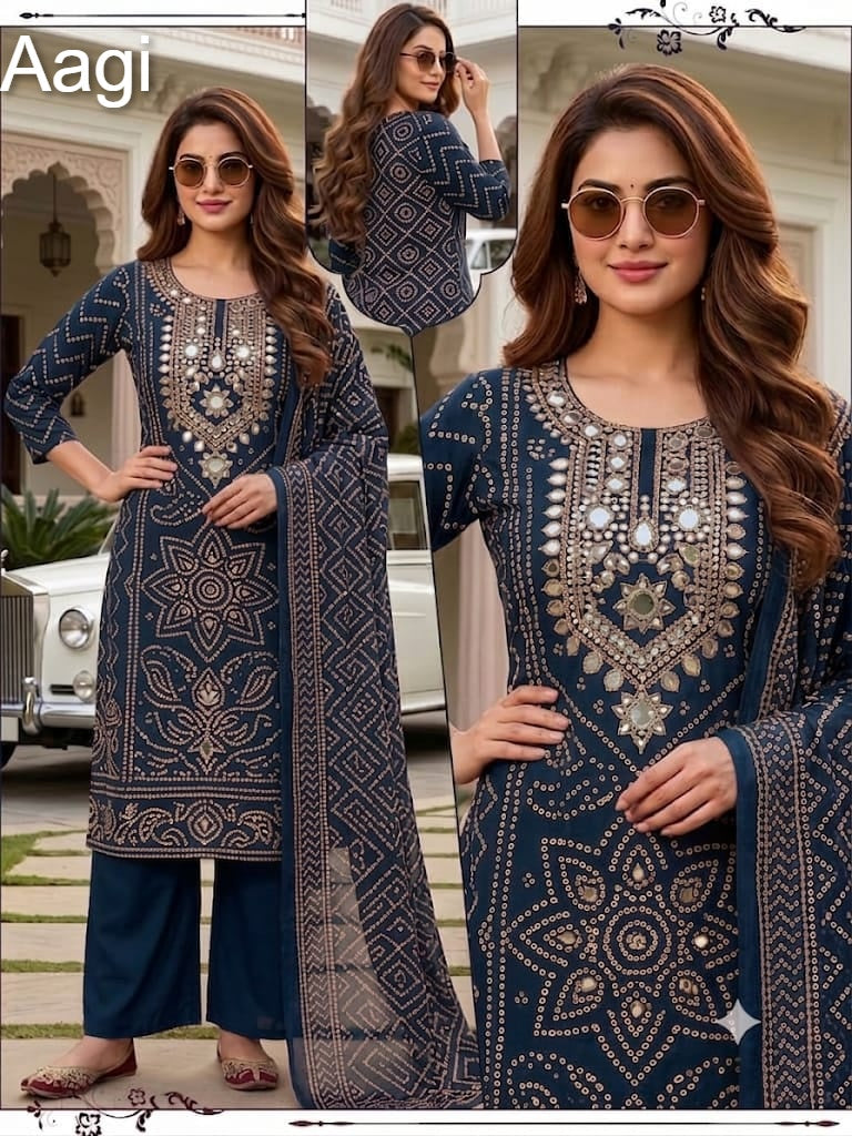 Mirror Work 2505 Aagi Dhabu Cotton Readymade Plazzo Style Suits Supplier Gujarat