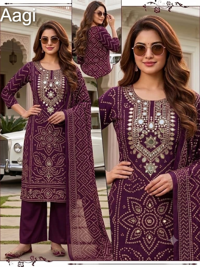 Mirror Work 2505 Aagi Dhabu Cotton Readymade Plazzo Style Suits Supplier Gujarat