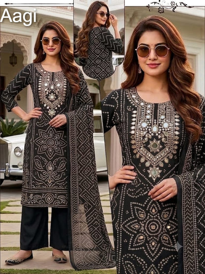 Mirror Work 2505 Aagi Dhabu Cotton Readymade Plazzo Style Suits Supplier Gujarat