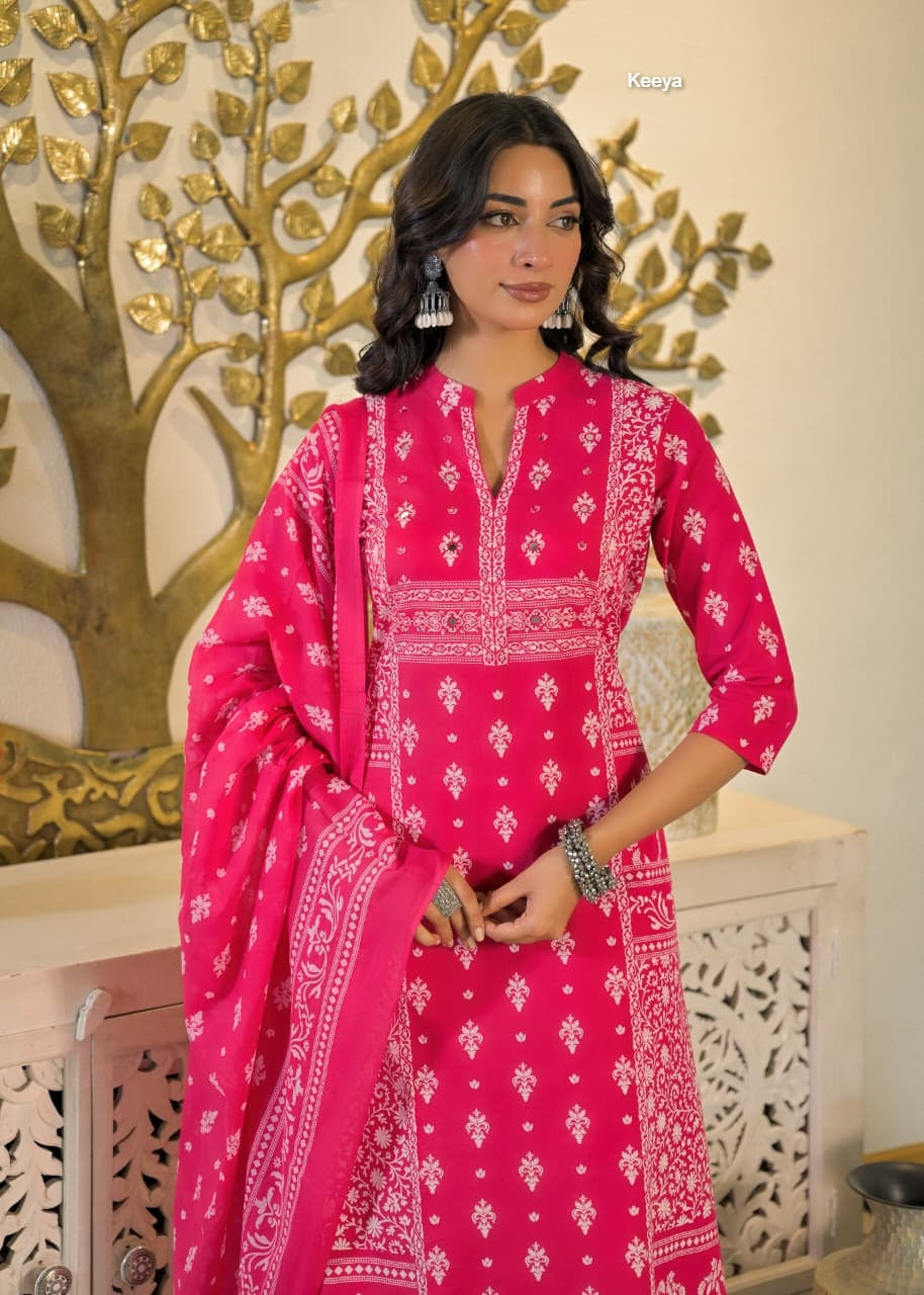 Mirror Work 2509 Keeya Readymade Cotton Pant Suits Manufacturer India