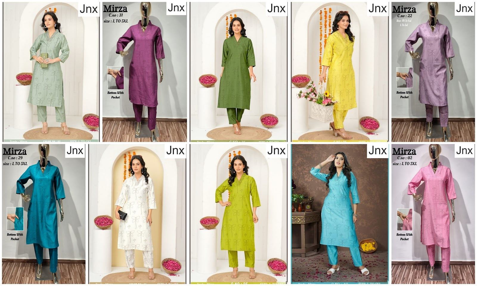 Mirza 0306 Jnx Vertican Kurti Pant Set Wholesale Rate