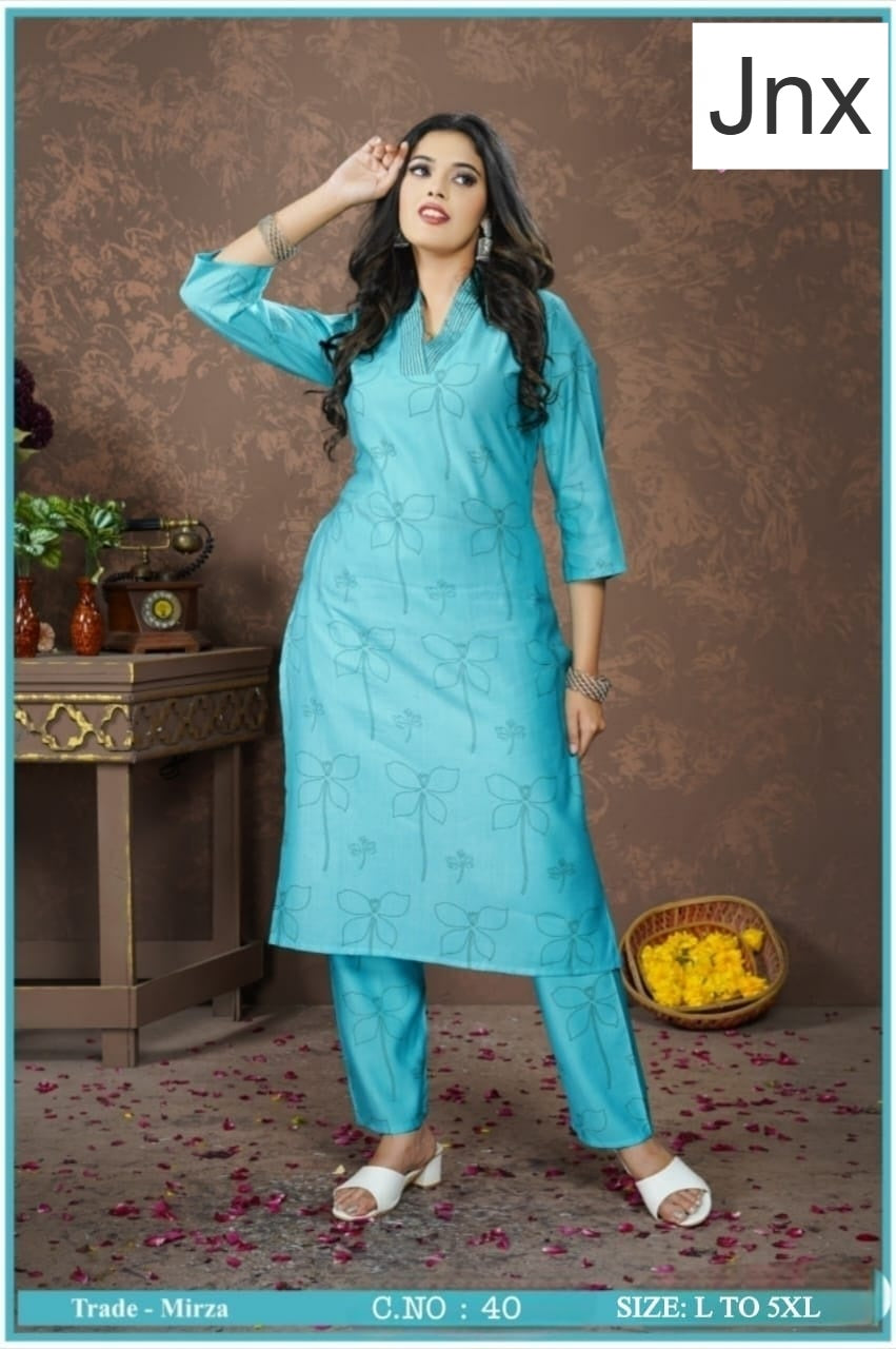 Mirza 0306 Jnx Vertican Kurti Pant Set Wholesale Rate