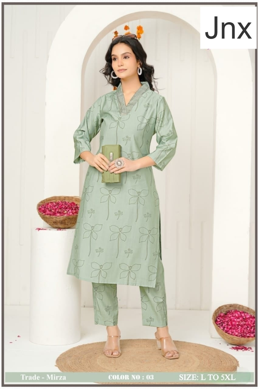 Mirza 0306 Jnx Vertican Kurti Pant Set Wholesale Rate