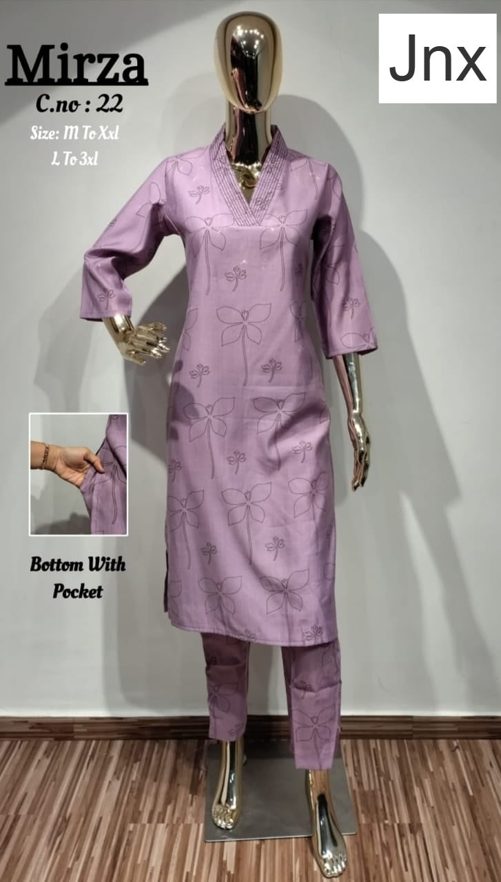 Mirza 0306 Jnx Vertican Kurti Pant Set Wholesale Rate