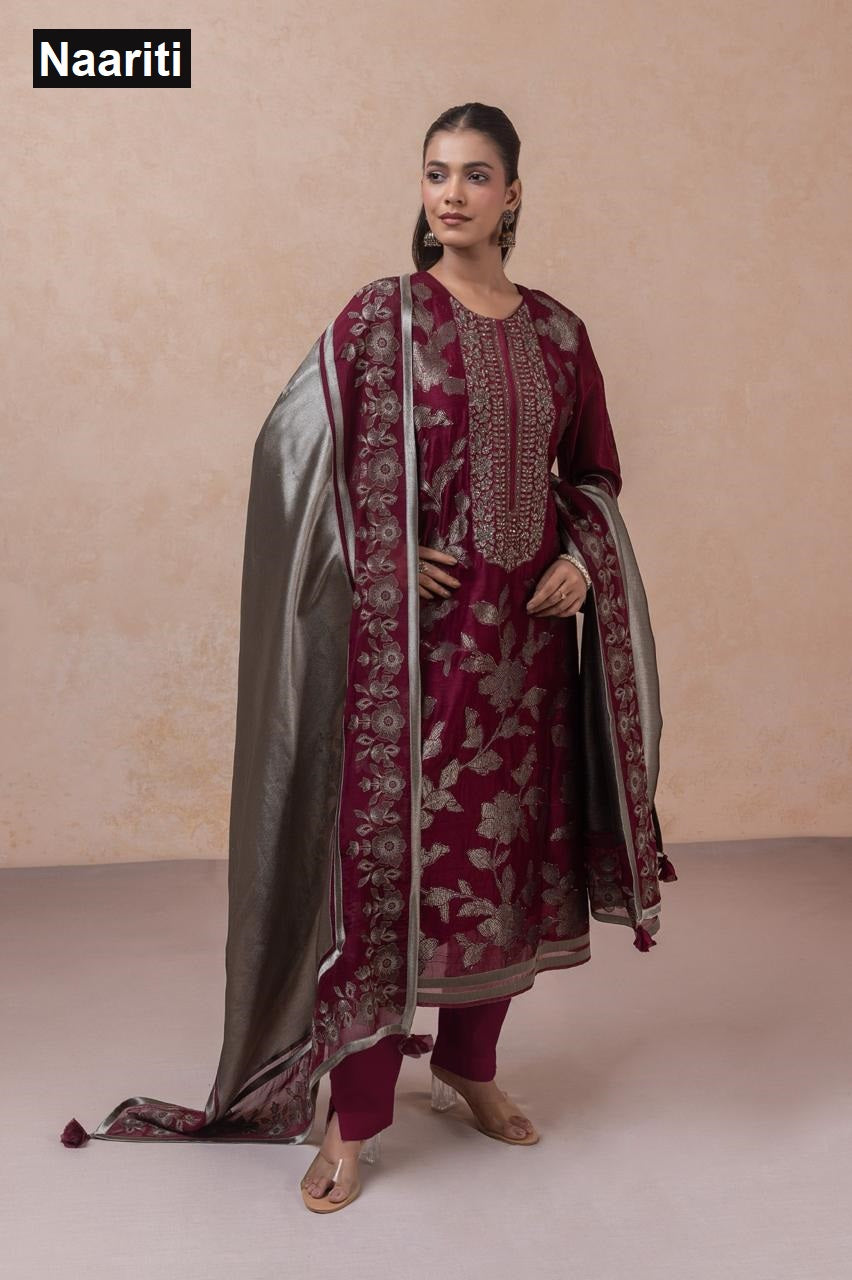 Misaki 2795 Naariti Raw Silk Pant Style Suits Wholesale Price