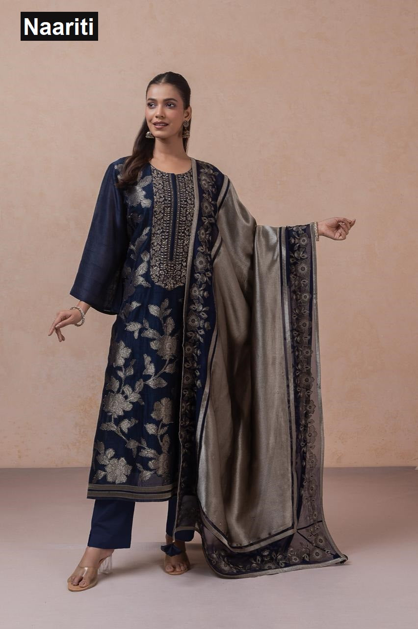 Misaki 2795 Naariti Raw Silk Pant Style Suits Wholesale Price