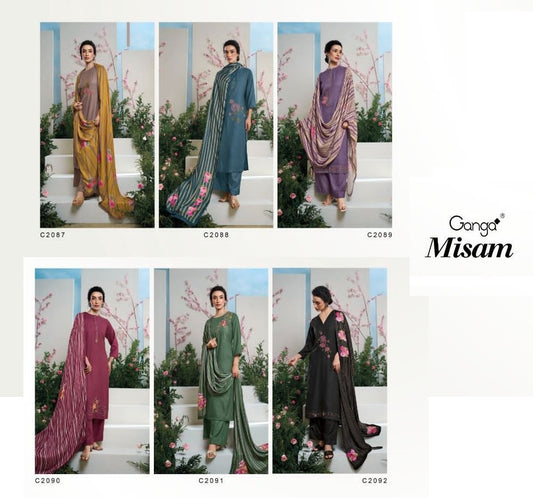 Misam C2087-2092 Ganga Pashmina Plazzo Style Suits Manufacturer India