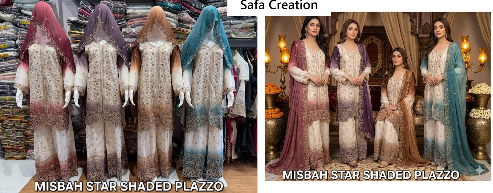 Misbah Star Shaded Safa Creation Georgette Pakistani Readymade Suits Exporter Gujarat