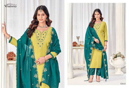 Misbah Vishnu Impex Chanderi Pant Style Suits Manufacturer