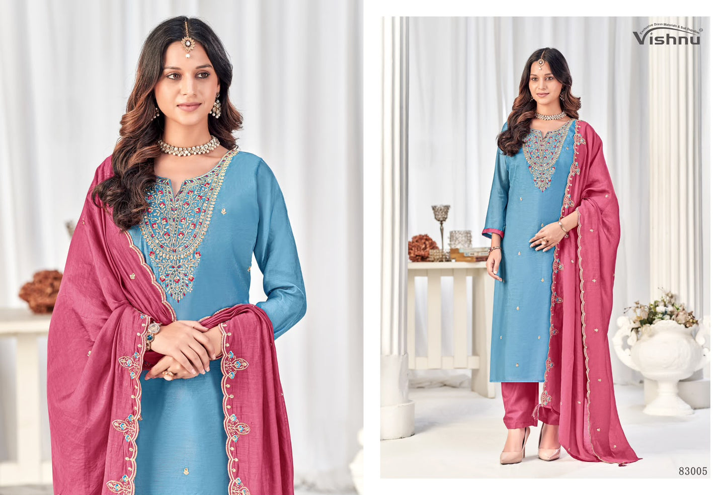 Misbah Vishnu Impex Chanderi Pant Style Suits Manufacturer