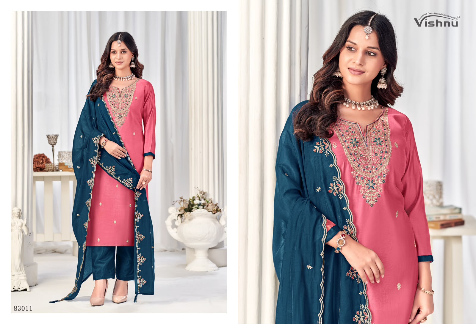 Misbah Vishnu Impex Chanderi Pant Style Suits Manufacturer