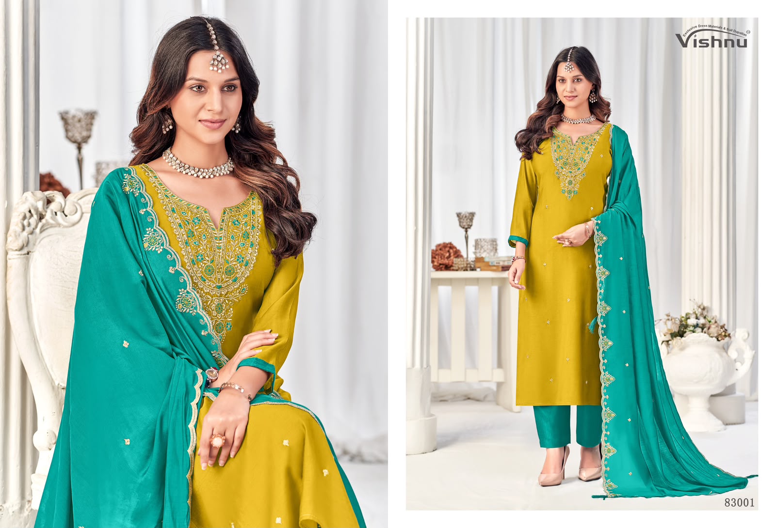 Misbah Vishnu Impex Chanderi Pant Style Suits Manufacturer
