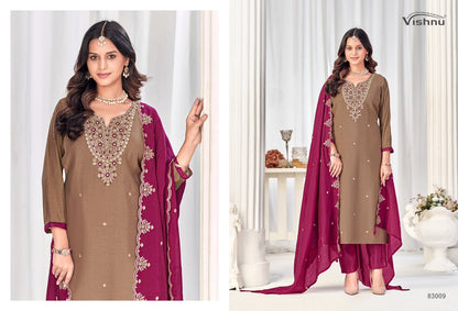 Misbah Vishnu Impex Chanderi Pant Style Suits Manufacturer
