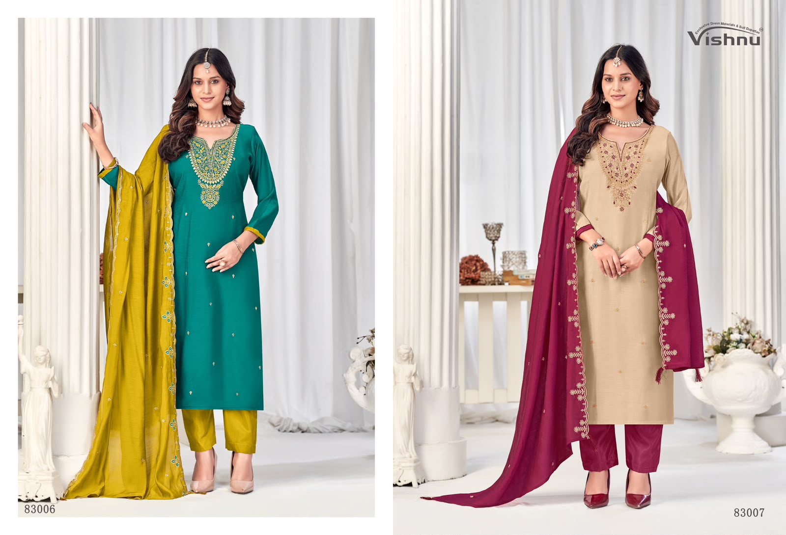 Misbah Vishnu Impex Chanderi Pant Style Suits Manufacturer