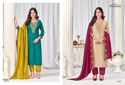 Misbah Vishnu Impex Chanderi Pant Style Suits Manufacturer